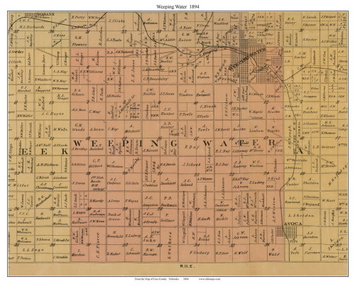 Weeping Water, Nebraska 1894 Old Town Map Custom Print - Cass Co