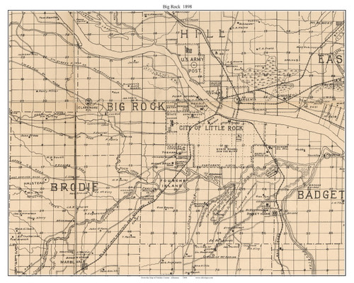 Big Rock, Arkansas 1898 Old Town Map Custom Print - Pulaski Co.