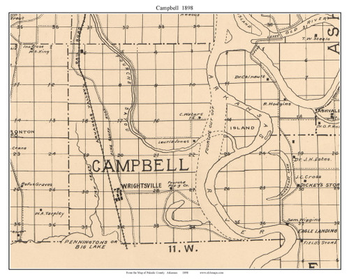 Campbell, Arkansas 1898 Old Town Map Custom Print - Pulaski Co.