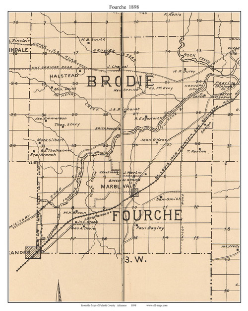 Fourche, Arkansas 1898 Old Town Map Custom Print - Pulaski Co.