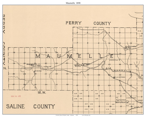 Maumelle, Arkansas 1898 Old Town Map Custom Print - Pulaski Co.