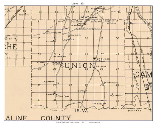 Union, Arkansas 1898 Old Town Map Custom Print - Pulaski Co.