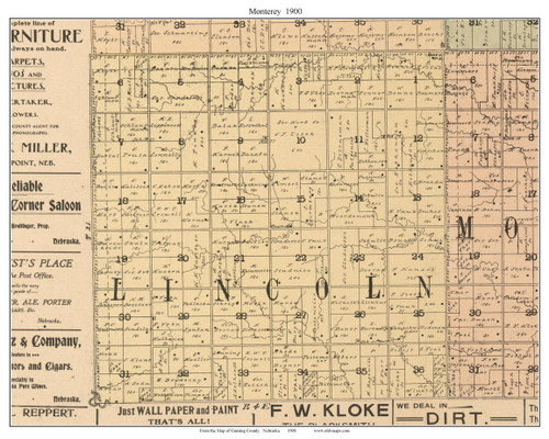 Lincoln, Nebraska 1900 Old Town Map Custom Print - Cuming Co