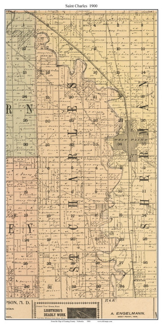 Saint Charles, Nebraska 1900 Old Town Map Custom Print - Cuming Co