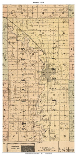 Sherman, Nebraska 1900 Old Town Map Custom Print - Cuming Co