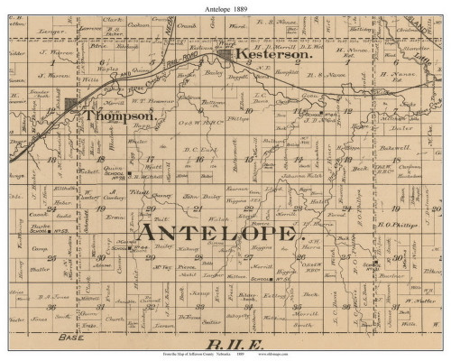 Antelope, Nebraska 1889 Old Town Map Custom Print - Jefferson Co