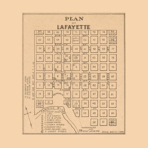 Lafayette Village Plan, Oregon 1879 Old Town Map Custom Print - Yamhill Co