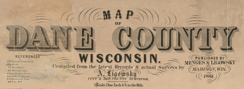 Title of Source Map - Dane County, Wisconsin 1861 Old Town Map Custom Print - Dane Co - NOT FOR SALE