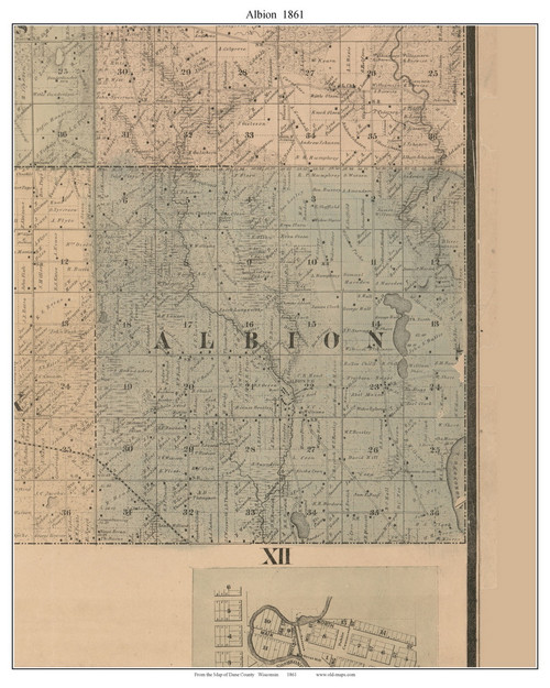 Albion, Wisconsin 1861 Old Town Map Custom Print - Dane Co