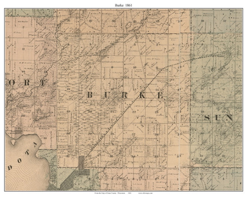 Burke, Wisconsin 1861 Old Town Map Custom Print - Dane Co