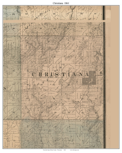 Christiana, Wisconsin 1861 Old Town Map Custom Print - Dane Co