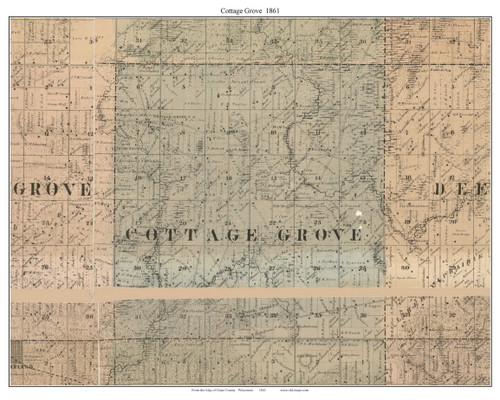 Cottage Grove, Wisconsin 1861 Old Town Map Custom Print - Dane Co