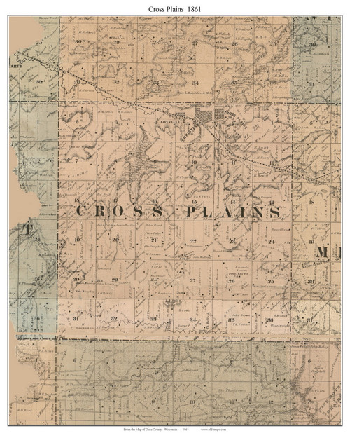 Cross Plains, Wisconsin 1861 Old Town Map Custom Print - Dane Co