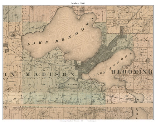 Madison, Wisconsin 1861 Old Town Map Custom Print - Dane Co