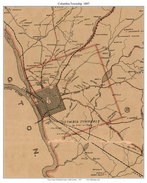 Columbia Township, South Carolina 1897 Old Town Map Custom Print - Richland Co.