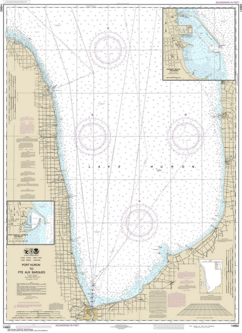 Port Huron to Pte. Aux Barques 2016 Lake Huron Harbor Chart Reprint Great Lakes 5 - 51