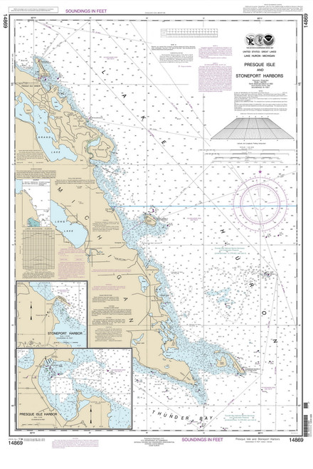 Presque Isle and Stoneport Harbors 2013 Lake Huron Harbor Chart Reprint Great Lakes 5 - 537