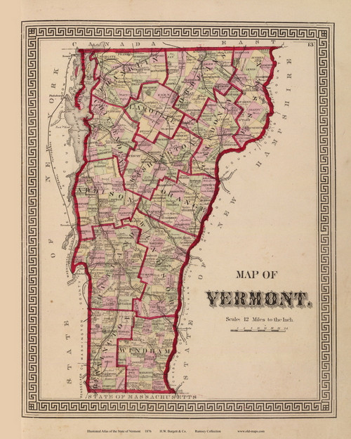 Map of Vermont 1876- from the Burgett & Co Vermont State Atlas - Old Map Reprint 3
