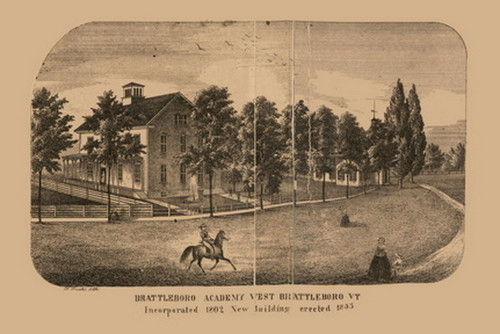 Brattleboro Academy, West Brattleboro, Vermont 1856 Old Town Map Custom Print - Windham Co.