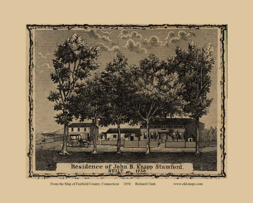 Knapp Residence - Stamford, Connecticut 1856 Fairfield Co. - Old Map Custom Print