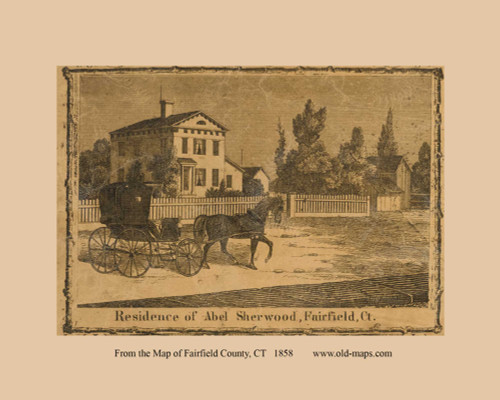 Sherwood Residence - Fairfield Connecticut 1858 Old Map Custom Print - Fairfield Co.