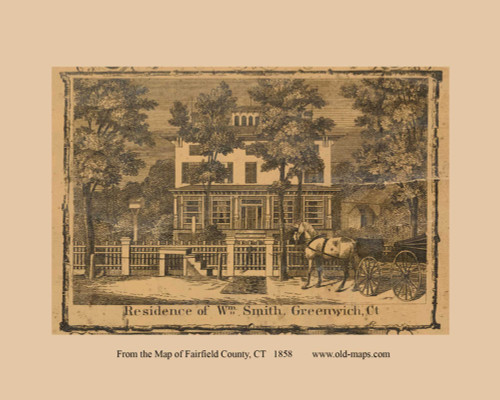 William Smith Residence - Greenwich Connecticut 1858 Old Map Custom Print - Fairfield Co.