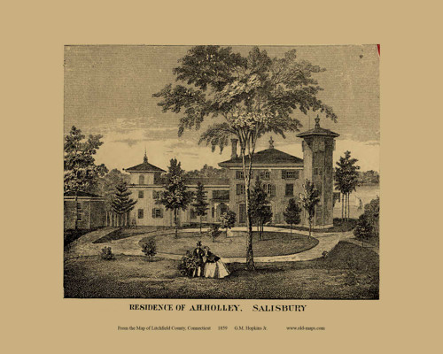 Holley Residence - Salisbury Connecticut 1859 Old Town Map Custom Print - Litchfield Co.