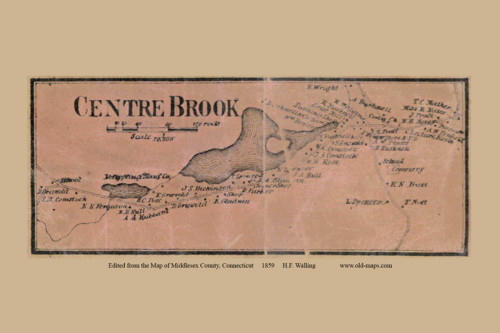 Centre Brook Village, Connecticut 1859 Middlesex Co. - Old Map Custom Print