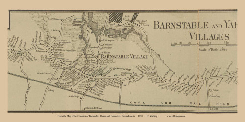 Barnstable Village (Excerpt) - Massachusetts 1858 Old Town Map Custom Print - Barnstable Co.