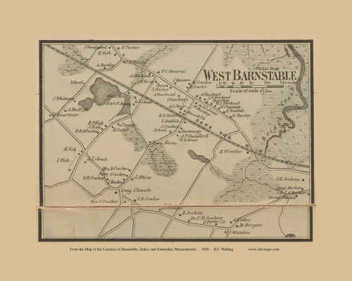 West Barnstable Village - Massachusetts 1858 Old Town Map Custom Print - Barnstable Co.