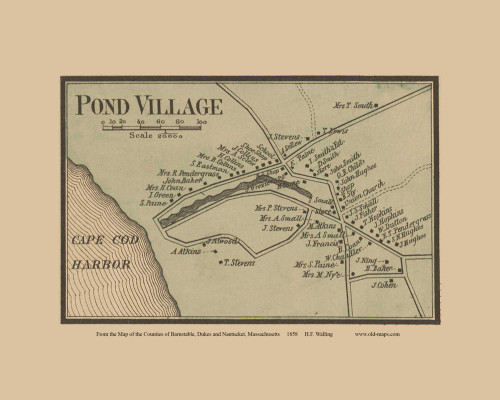 Pond Village - Truro Massachusetts 1858 Old Town Map Custom Print - Barnstable Co.