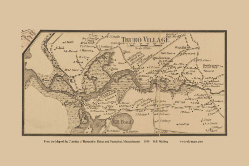Truro Village - Massachusetts 1858 Old Town Map Custom Print - Barnstable Co.
