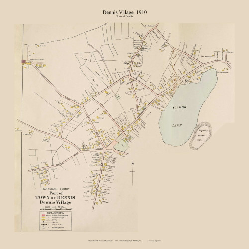 Dennis Village, Massachusetts 1910 Old Town Map Custom Print - Barnstable Co.