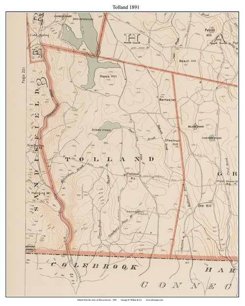 Tolland, 1891 - Old Town Map Reprint - Hampden Co. - 1891 Atlas of Massachusetts