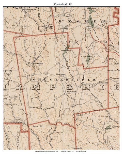 Chesterfield, 1891 - Old Town Map Reprint - Hampshire Co. - 1891 Atlas of Massachusetts