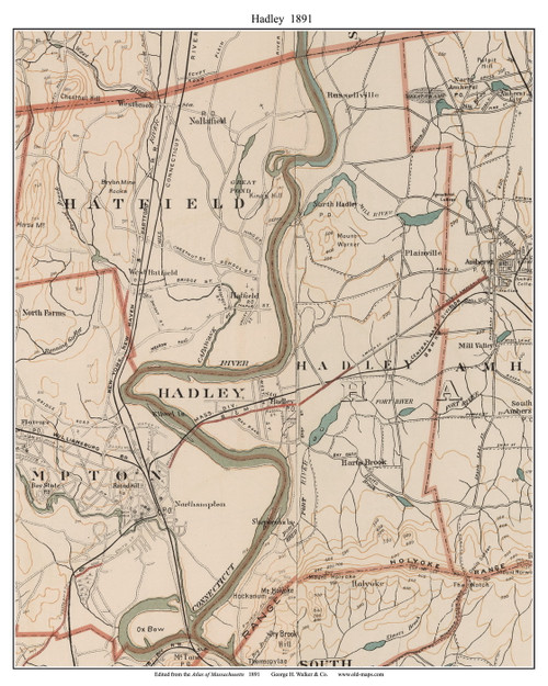 Hadley, 1891 - Old Town Map Reprint - Hampshire Co. - 1891 Atlas of Massachusetts