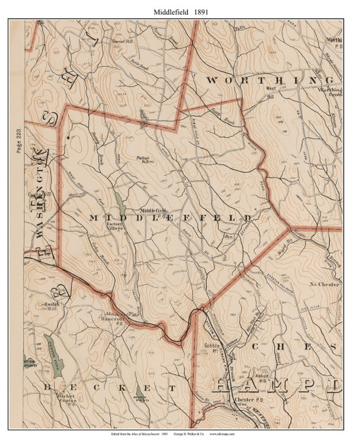 Middlefield, 1891 - Old Town Map Reprint - Hampshire Co. - 1891 Atlas of Massachusetts