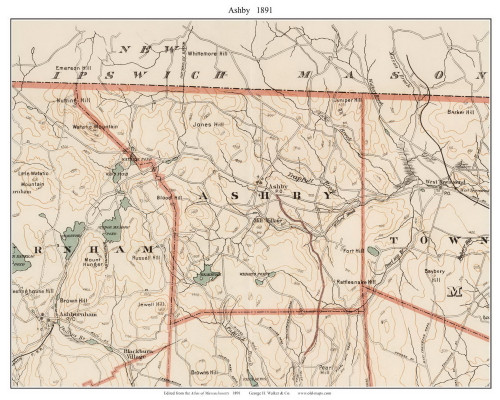 Ashby, 1891 - Old Town Map Reprint - Middlesex Co. - 1891 Atlas of Massachusetts