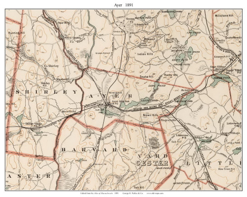 Ayer, 1891 - Old Town Map Reprint - Middlesex Co. - 1891 Atlas of Massachusetts