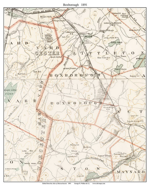Boxborough, 1891 - Old Town Map Reprint - Middlesex Co. - 1891 Atlas of Massachusetts