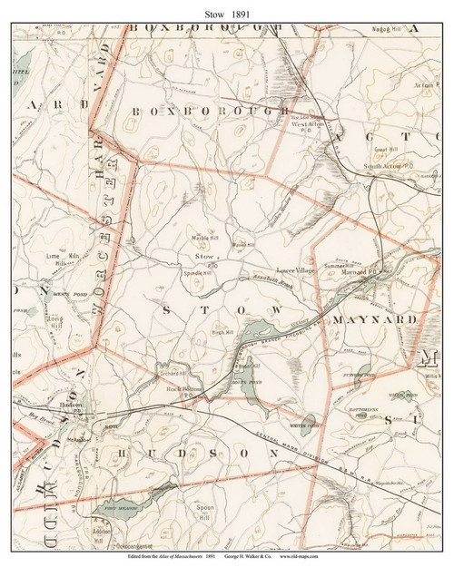 Stow, 1891 - Old Town Map Reprint - Middlesex Co. - 1891 Atlas of Massachusetts