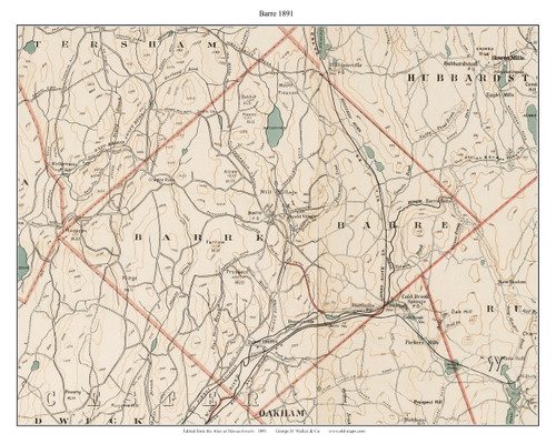 Barre, 1891 - Old Town Map Reprint - Worcester Co. - 1891 Atlas of Massachusetts