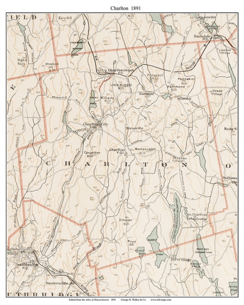 Charlton, 1891 - Old Town Map Reprint - Worcester Co. - 1891 Atlas of Massachusetts