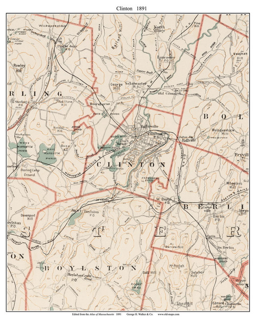 Clinton, 1891 - Old Town Map Reprint - Worcester Co. - 1891 Atlas of Massachusetts