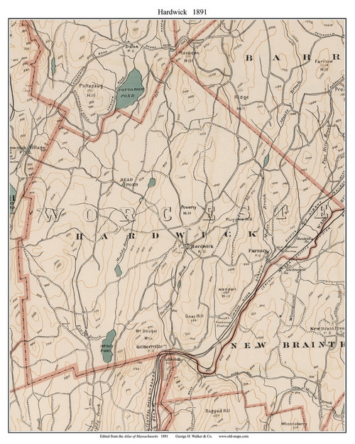 Hardwick, 1891 - Old Town Map Reprint - Worcester Co. - 1891 Atlas of Massachusetts