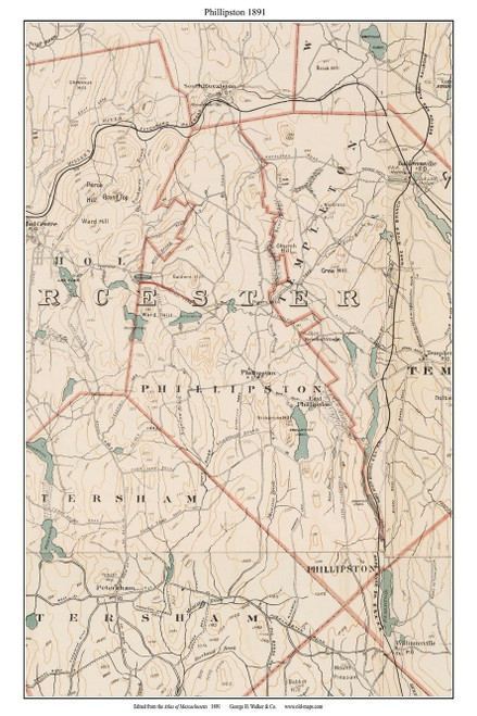 Phillipston, 1891 - Old Town Map Reprint - Worcester Co. - 1891 Atlas of Massachusetts