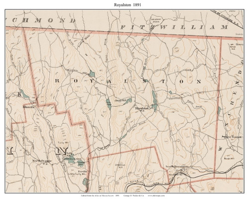 Royalston, 1891 - Old Town Map Reprint - Worcester Co. - 1891 Atlas of Massachusetts