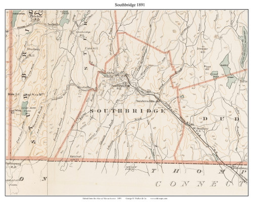 Southbridge, 1891 - Old Town Map Reprint - Worcester Co. - 1891 Atlas of Massachusetts