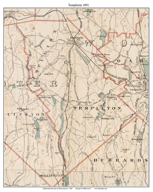 Templeton, 1891 - Old Town Map Reprint - Worcester Co. - 1891 Atlas of Massachusetts