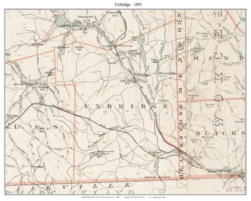 Uxbridge, 1891 - Old Town Map Reprint - Worcester Co. - 1891 Atlas of Massachusetts